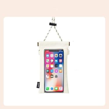 Imagem de Bolsa de telefone à prova d'água - Bolsa tiracolo compatível com tela sensível ao toque para natação, chuva e atividades ao ar livre (branca)
