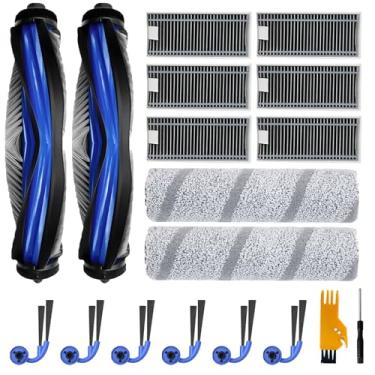 Imagem de Acessórios para ECOVACS DEEBOT X11 Omni Cyclone, X9 Pro Omni, X11 Pro Omni Robot Vacuum, 2 escovas principais, 6 filtros, 2 almofadas de esfregão de rolo, 6 escovas laterais, X11 substituição 18 peças