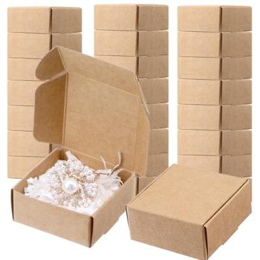 Imagem de MAQUITA 200 caixas de presente de papel pequenas, 5 x 5 x 0,98 cm, caixas de joias de papelão com tampa para brincos, pulseiras, anéis, lembrancinhas, artesanato