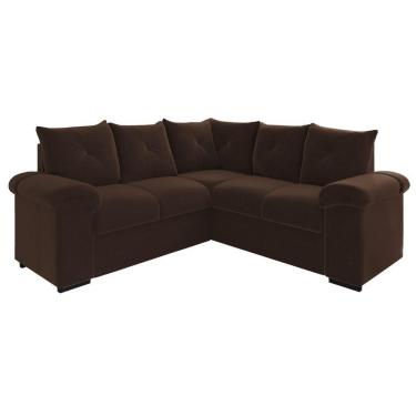 Imagem de Sofá De Canto 5 Lugares Pegasus Veludo Mamflex Marrom