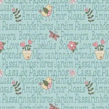 Imagem de Tecido Tricoline Mini Garden Azul - Fuxicos e Fricotes - 50 x 150 cm -