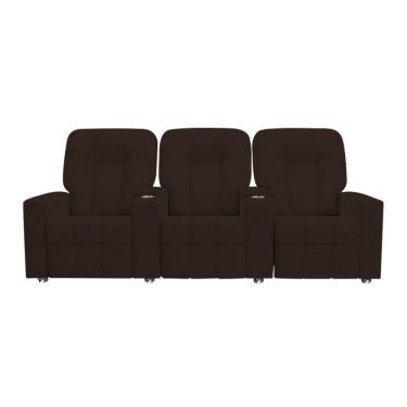 Imagem de Poltrona Reclinável 3 Lugares Para Sala De Cinema Romeo F05 Veludo Marrom
