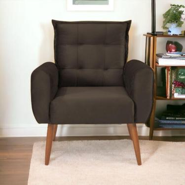 Imagem de Poltrona Decorativa Para Sala Ravi Veludo Marrom