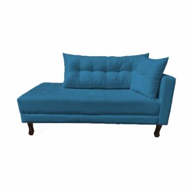 Imagem de Divã Recamier Troya 1,80 Cm Lado Direito Suede Azul Marinho