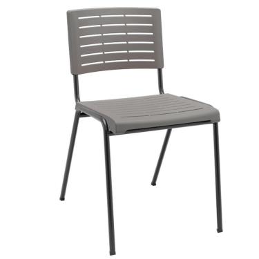 Imagem de Cadeira Empilhável Fixa Escritório Multiuso Base Preta Kimi P03 Basalto - Lyam Decor