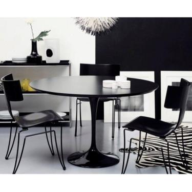 Imagem de Mesa de Jantar Tulipa Redonda 100cm Laqueada Preto