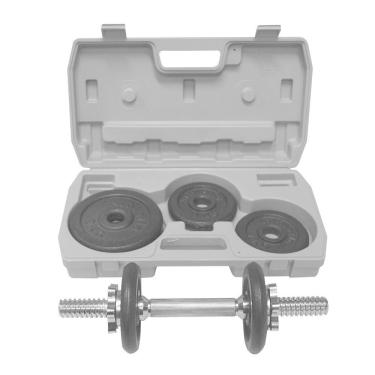 Imagem de Maleta Dumbbell Athletic Com 8kg Em Anilhas Kit Halter Ajustável Com Barra Cromada Para Treino Em Casa