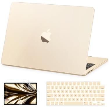 Imagem de AKIT Compatível com MacBook Air 13 polegadas 2024 2022 M3/M2 A3113 A2681, capa de laptop translúcida + protetor de tela + capa de teclado para Mac Book Air 13,6 polegadas capa 2024, Starlight Clear