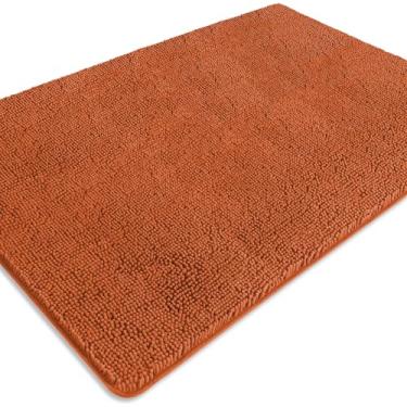 Imagem de PureSwan Tapetes de banheiro 101 x 152 cm – Tapete de banho extragrande | Tapetes de banho de chenille espesso absorvente e lavável tapete antiderrapante para banheiro, chuveiro, banheira (laranja