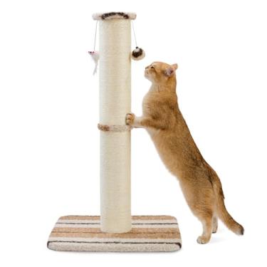 Imagem de Joydeco Poste arranhador para gatos, 96 cm, corda de sisal resistente e grossa com bola para pendurar e ratos para gatos internos (café)