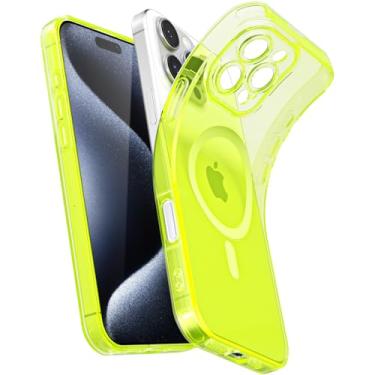 Imagem de Svanove Capa magnética transparente para iPhone 15 Pro, compatível com Magsafe Slim Thin Transparente Mag Safe Case para mulheres e meninas, linda de silicone fluorescente brilhante com capa para