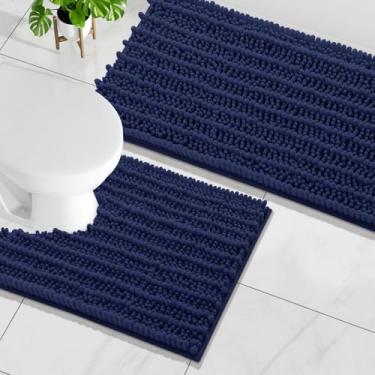 Imagem de Arotive Conjunto de 2 peças de tapetes de banheiro de chenille luxuosos, tapetes de banho felpudos extramacios, antiderrapantes para lavagem à máquina, tapetes de banho secos para banheiro, chuveiro