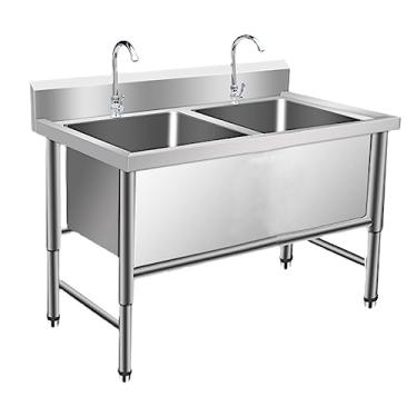 Imagem de TRGCJGH Pia de lavanderia independente de aço inoxidável, pia de cozinha, pia industrial, pia de cozinha comercial para garagem, restaurante, cozinha (100 x 70 x 80 cm/39,3 x 27,5 x 31,4 pol.)