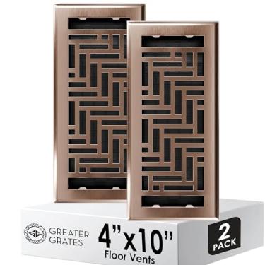 Imagem de Capa de ventilação para registro de piso 4x10 - pacote com 2 - grades de aço resistente, à prova de ferrugem e andáveis, instalação suspensa, interruptor de suprimento de ar ajustável - design