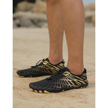 Imagem de Sapatos aquáticos de secagem rápida, meias aquáticas, unissex, para piscina, Preto, dourado, 8.5 Women/7.5 Men