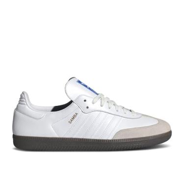 Imagem de adidas Tênis de futebol clássico Samba masculino, Branco nuvem/branco nuvem/chiclete, 43 BR