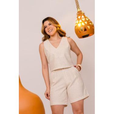 Imagem de Conjunto feminino linho - short/blusa - Wesley Confecções, 46