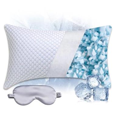 Imagem de JMZANSI Almofada de espuma viscoelástica desfiada ajustável premium - adequada para pessoas que dormem de lado, costas e estômago, com capa lavável na máquina de fibra de resfriamento (King (padrão