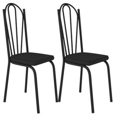 Imagem de Kit 2 Cadeiras Tubular Europa 121 Preto Assento Preto Artef Preto