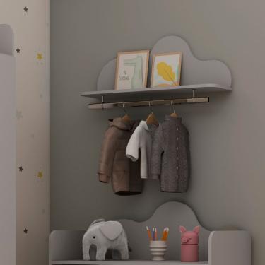 Imagem de Prateleira Decorativa com Cabideiro 80cm Nuvem Fendi Genialflex