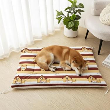 Imagem de QOOMO Linda cama de osso de cachorro para ambientes internos, lavável, tapete de cama de cachorro de desenho animado para 76 x 66 centímetros