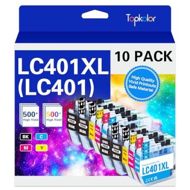 Imagem de Topkolor Cartuchos de tinta LC401XL para impressora Brother compatíveis com cartuchos de tinta Brother LC401 MFC-J1010DW Funciona com impressora MFC-J1010DW MFC-J1170DW MFC-J1012DW MFC-J1800DW MFC