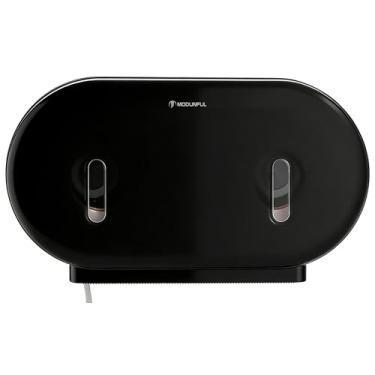 Imagem de Dispensador de rolo de toalha de papel higiênico - Suporte de papel duplo jumbo horizontal modunful para parede preto