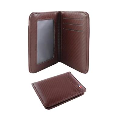 Imagem de AfitLulu Carteira fina para homens, carteira de fibra de carbono com 5 compartimentos para cartão de crédito, 1 compartimento para identidade e 1 compartimento para cédulas, carteiras com bolso