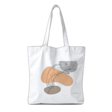 Imagem de Kit 10 Sacola Ecologica s Charmosas e Reutilizáveis 38x41,5cm Estampa Camaleão