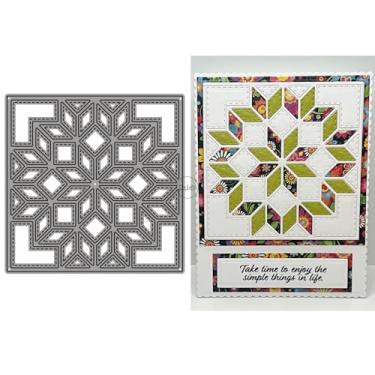 Imagem de DzIxY Placa de fundo com padrão de flor de diamante, matrizes de corte de metal para kit de confecção de cartões, conjunto de recortes de papel, estêncil, suprimentos, modelos de máquina