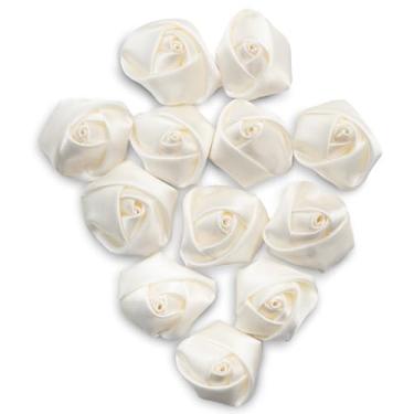 Imagem de Summer-Ray 30 peças de rosas de fita de cetim com forro de feltro – flores de tecido feitas à mão de 2 cm para artesanato, costura, embrulho de presente, decoração de casamento – lote de cores