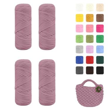 Imagem de Maxee Pacote com 4 fios de camiseta premium (200 g/75 m cada), fio de fita macia para crochê e tricô - cor intensiva e fácil de cuidar