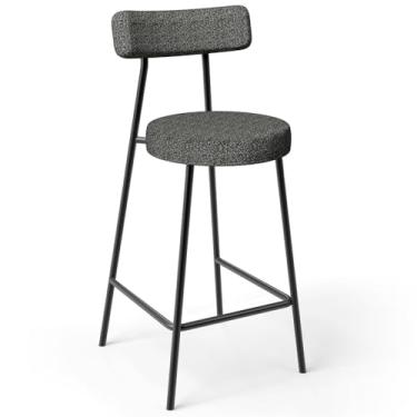 Imagem de Banqueta Baixa Para Cozinha Sala De Jantar Bar Bancada Milão L02 Linho Mescla Chumbo - Lyam Decor