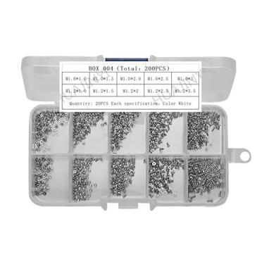 Imagem de Parafusos em caixa versáteis de aço carbono sortidos de parafusos de metal para projetos vêm em um recipiente de armazenamento de fácil acesso, ideal para montagem de móveis de bricolage e construção