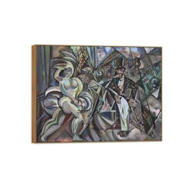 Imagem de David Burliuk Famosas impressões em tela de arte de parede prontas para pendurar. Cidade. Pintura de moldura de madeira para decoração de sala de estar 50 x 65 cm 20 x 26 polegadas