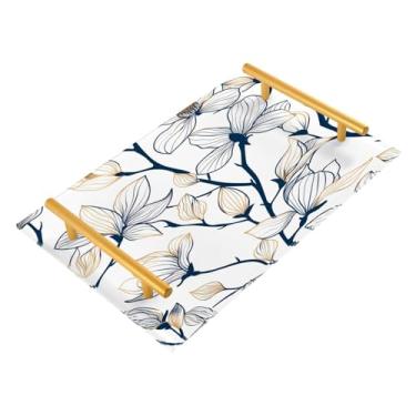 Imagem de Wassud Bandeja floral delicada para banheiro, joias de acrílico, bandejas de perfume, alça para maquiagem, cômoda, quarto, cozinha, mesa, 30 x 20 cm