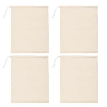 Imagem de 4 peças de pano de queijo para cozinha, 20 × 30 cm gaze para coar leite de nozes, bebida fria, chá, iogurte e café, coadores de alimentos de nylon reutilizáveis, utensílios de cozinha