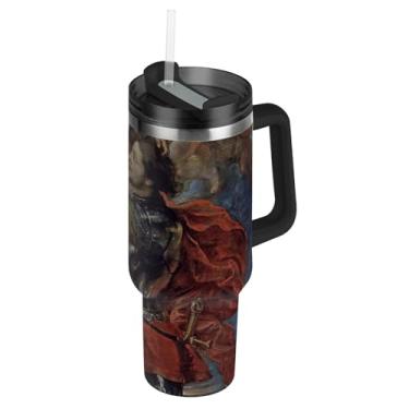 Imagem de Joisal Rubens Painting Perseus Andromeda Tumblers com tampa e canudo garrafas de água de aço inoxidável copo isolado com alça 1,134 g cores caneca de café quente para carros