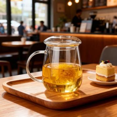 Imagem de Xícara de chá de vidro com infusor e tampa, xícara de chá grande de borossilicato de 500 ml, copo de chá, caneca transparente, presente para fazer chá de aniversário.