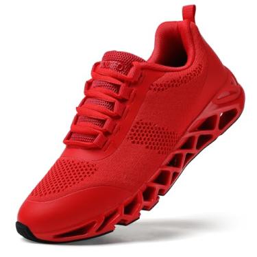 Imagem de TSIODFO Tênis feminino moderno, esportivo, corrida, atlético, tênis, caminhada, Vermelho, 37