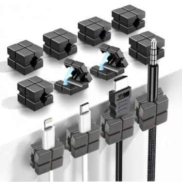 Imagem de Pacote com 6 clipes magnéticos para cabos, suporte de cabo, organizador para casa, escritório, mesa, telefone, parede, mesa de cabeceira
