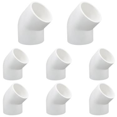 Imagem de Murtenze Pacote com 8 encaixes de tubulação de cotovelo de PVC de 45 graus, encaixe de conector de tubo de grau de móveis bidirecional, adaptador de canto DIY para casa, jardim, encanamento, piscina