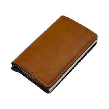 Imagem de Carteira Metálica Minimalista Unissex Com Bloqueio RFID, Suporte Autom