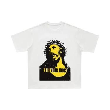 Imagem de Camiseta Masculina Oversized De Algodão Com Estampa Jesus 2025 Kill Yo