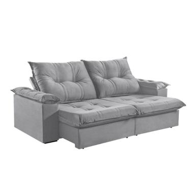 Imagem de Sofá 3 Lugares Retrátil 230cm Pillow Top Reclinável Cinza