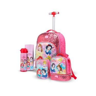 Imagem de Kit Mochila Lancheira Estojo Garrafa Princesas Infantil Disney