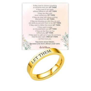 Imagem de BlingNook Anel Let Them para mulheres e homens, anel de motivação de autoestima com gravação de aço inoxidável, anéis empilháveis, joias inspiradoras de presente de amizade para irmãs de irmandade