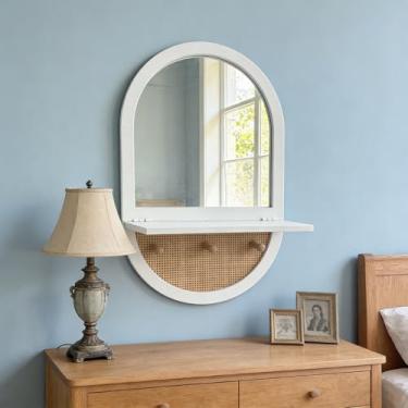 Imagem de BAODANFU Espelho de parede com prateleira e gancho, espelhos decorativos para entrada, banheiro, quarto