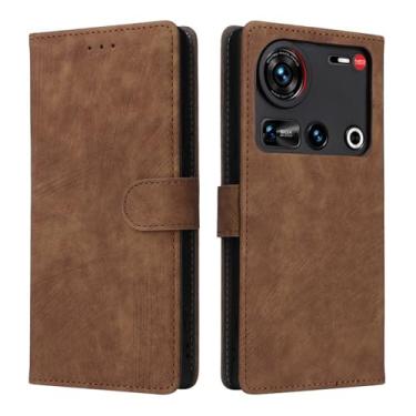 Imagem de Capa carteira para ZTE Nubia Z70 Ultra, capa protetora de couro PU premium com suporte para cartão de pulseira, capa magnética com suporte flip