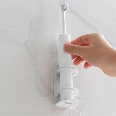 Imagem de Suporte de escova de dentes de ferro que economiza espaço - Rack compacto de armazenamento sem perfuração montado na parede com drenagem para organização de banheiro, branco